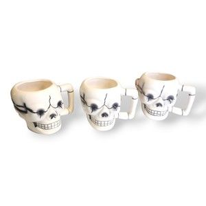 Vintage Skull Mug Set of 3: 'Haunted Mansions' Brand Original Boxes Earthenware